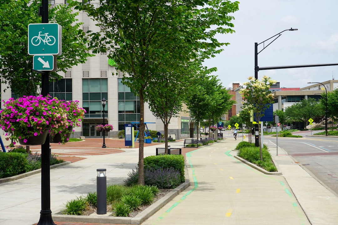 Northeast Ohio tech hub - A city street with a bicycle sign on the side of it
