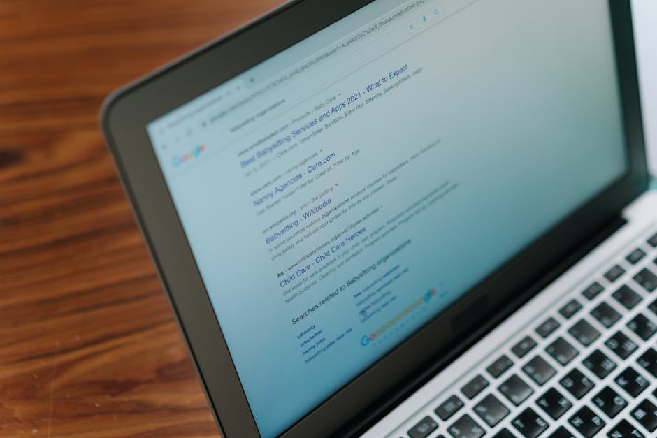 local SEO strategies - A close-up view of a laptop displaying a search engine page.